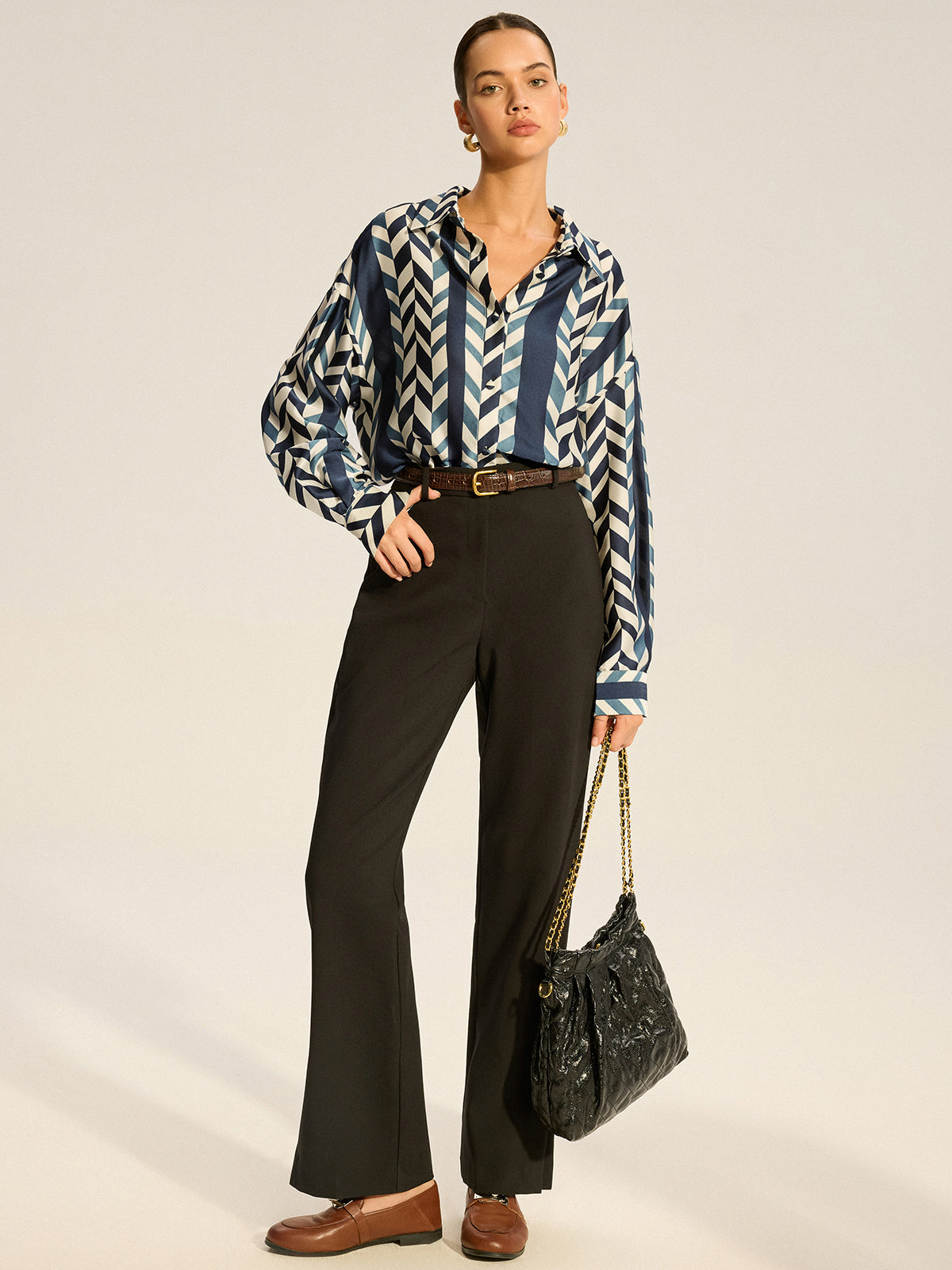 Oversize-Satinhemd mit Print