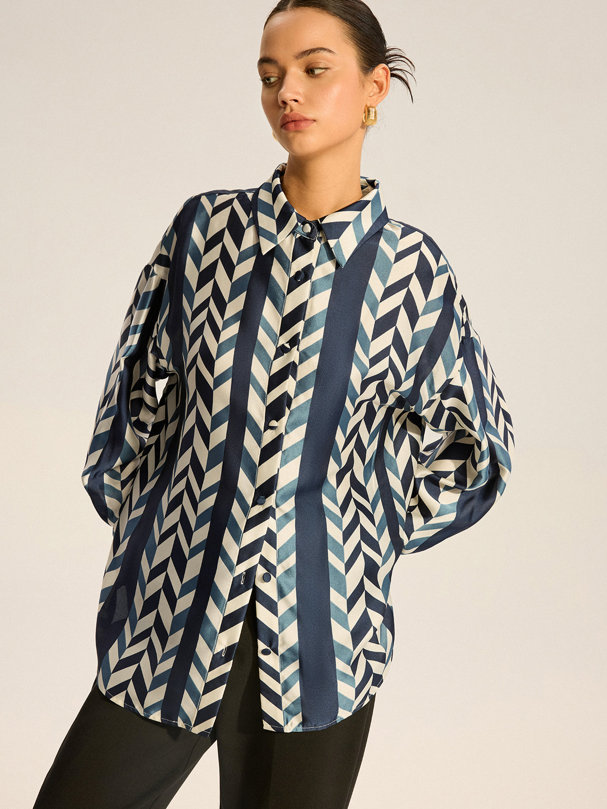 Oversize-Satinhemd mit Print