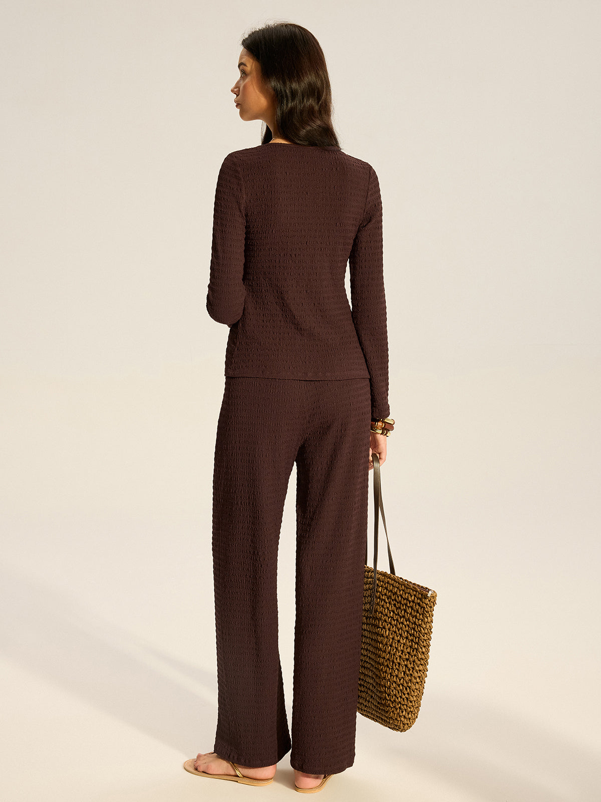 Ensemble pantalon en tricot texturé