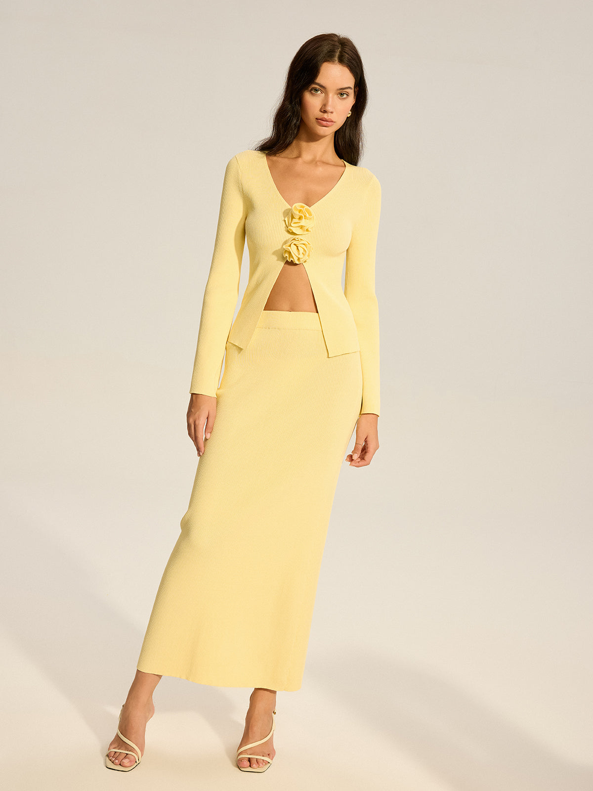 Floral Accent Cut-Out Sweater Co-ord