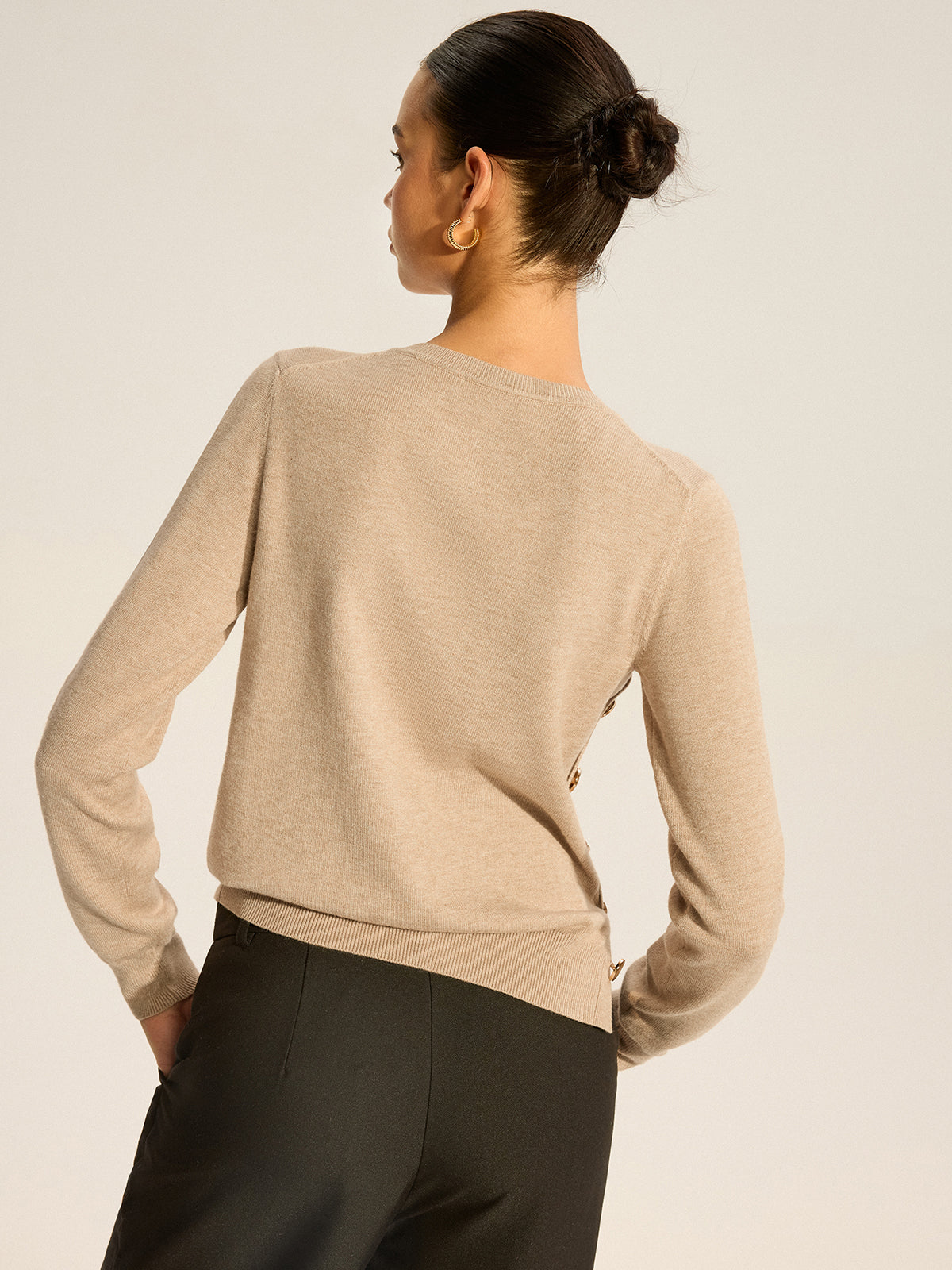Asymmetric Button Knit Top