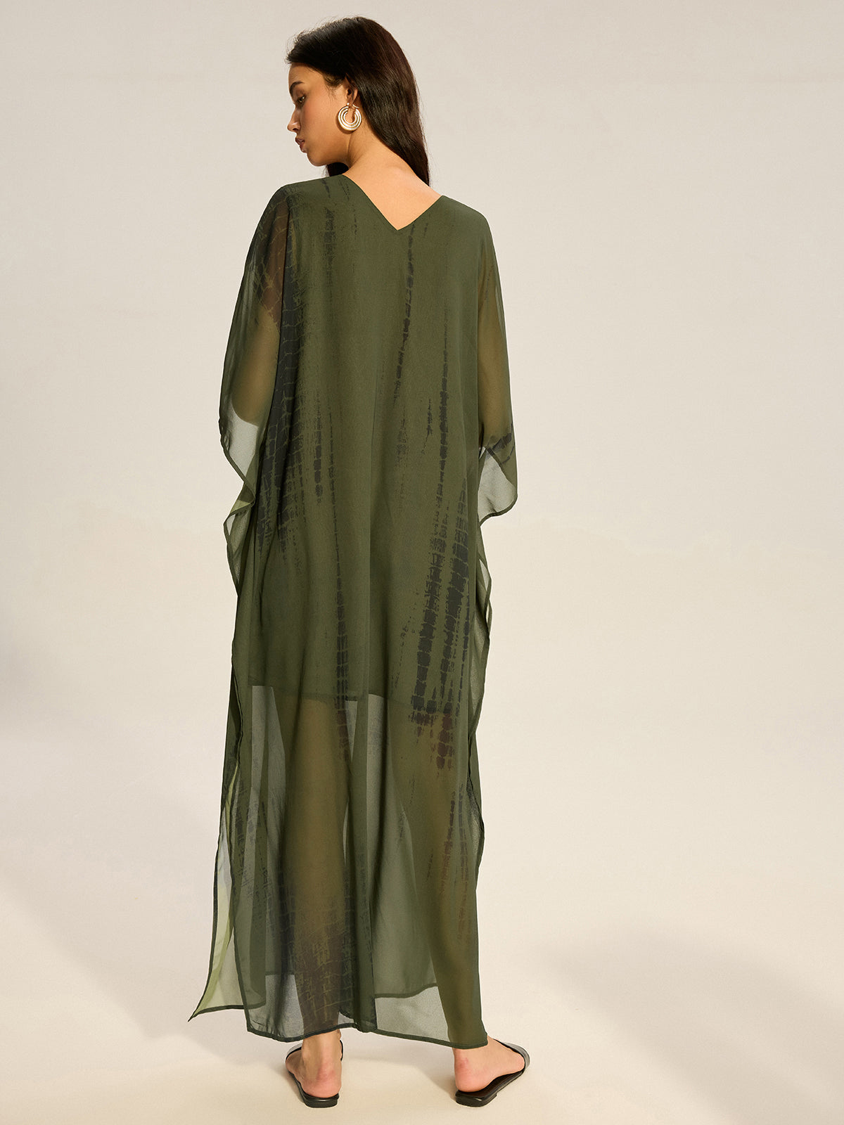 Sheer Chiffon V-Neck Maxi Dress