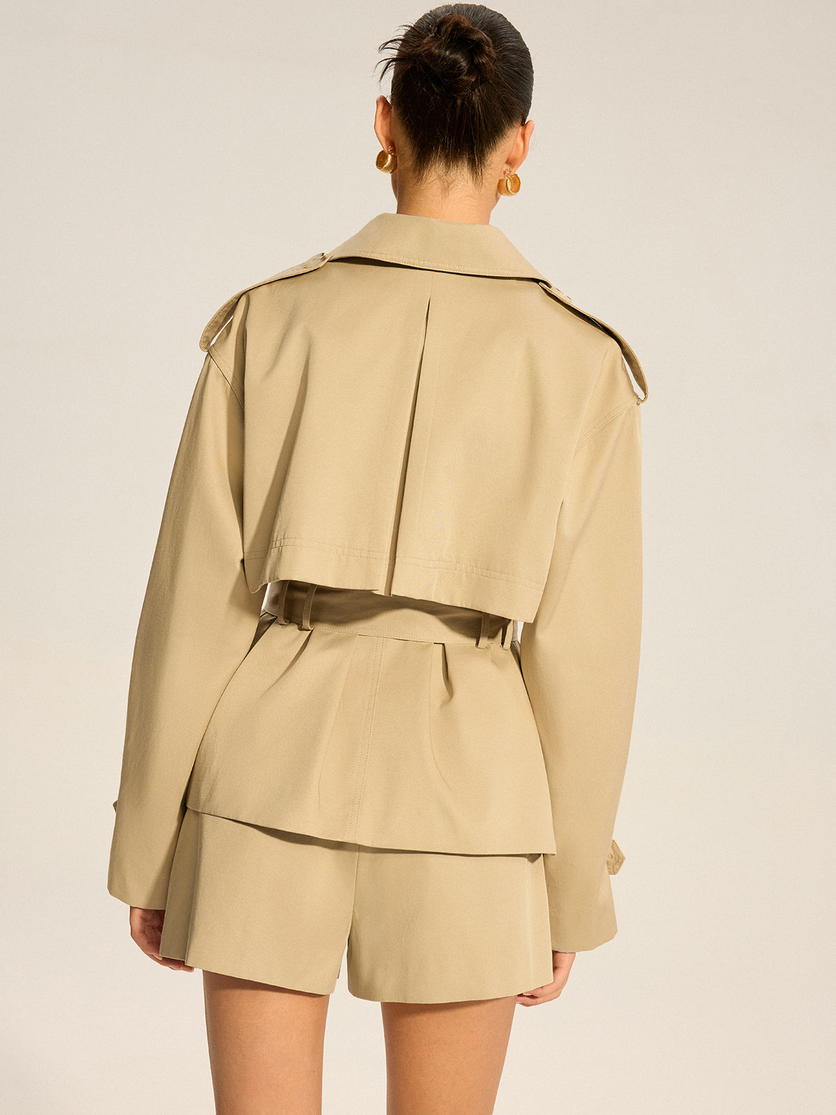Trench-coat croisé ceinturé en mélange de coton