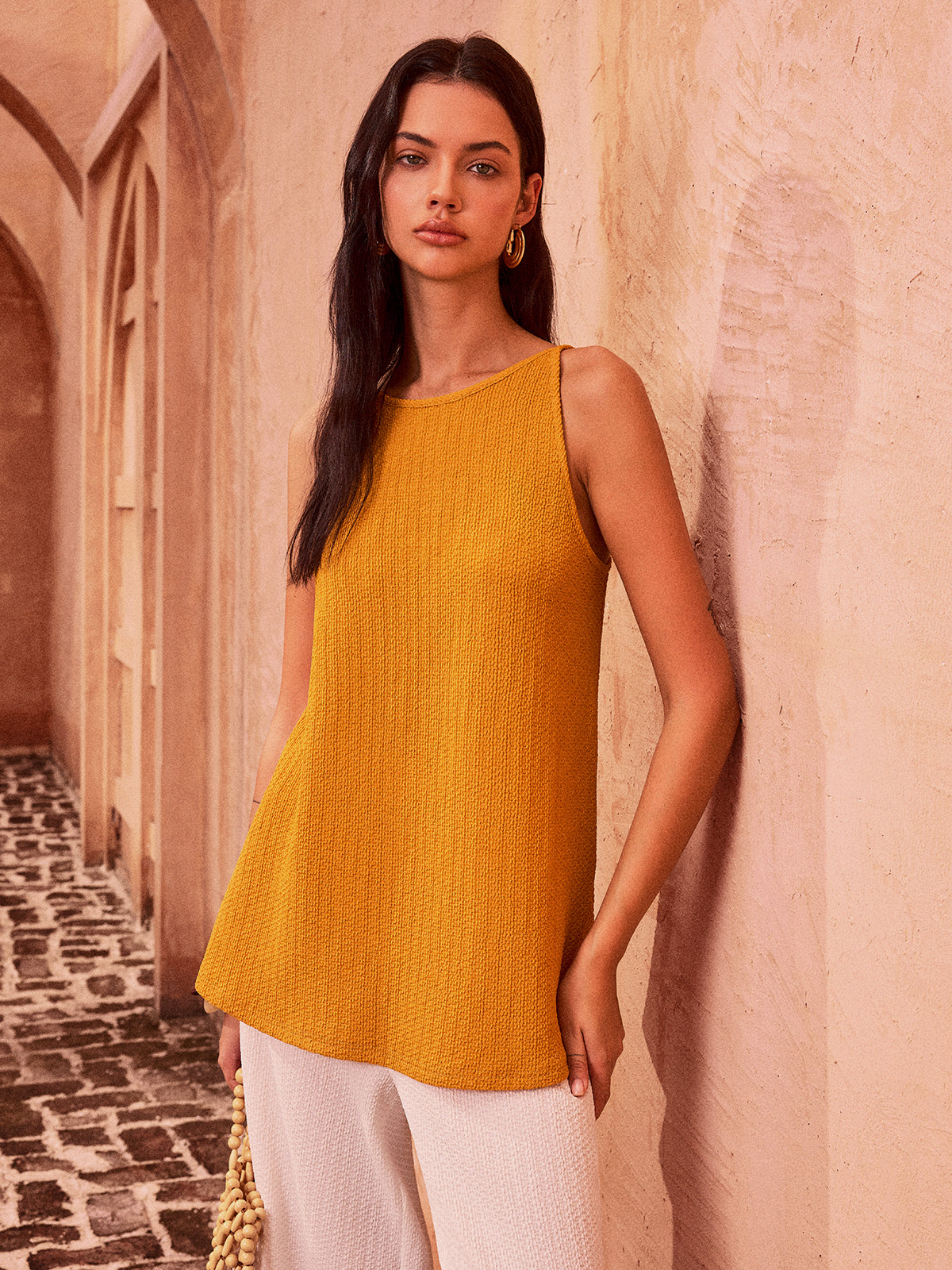 Textured Tie-Back Tank Top