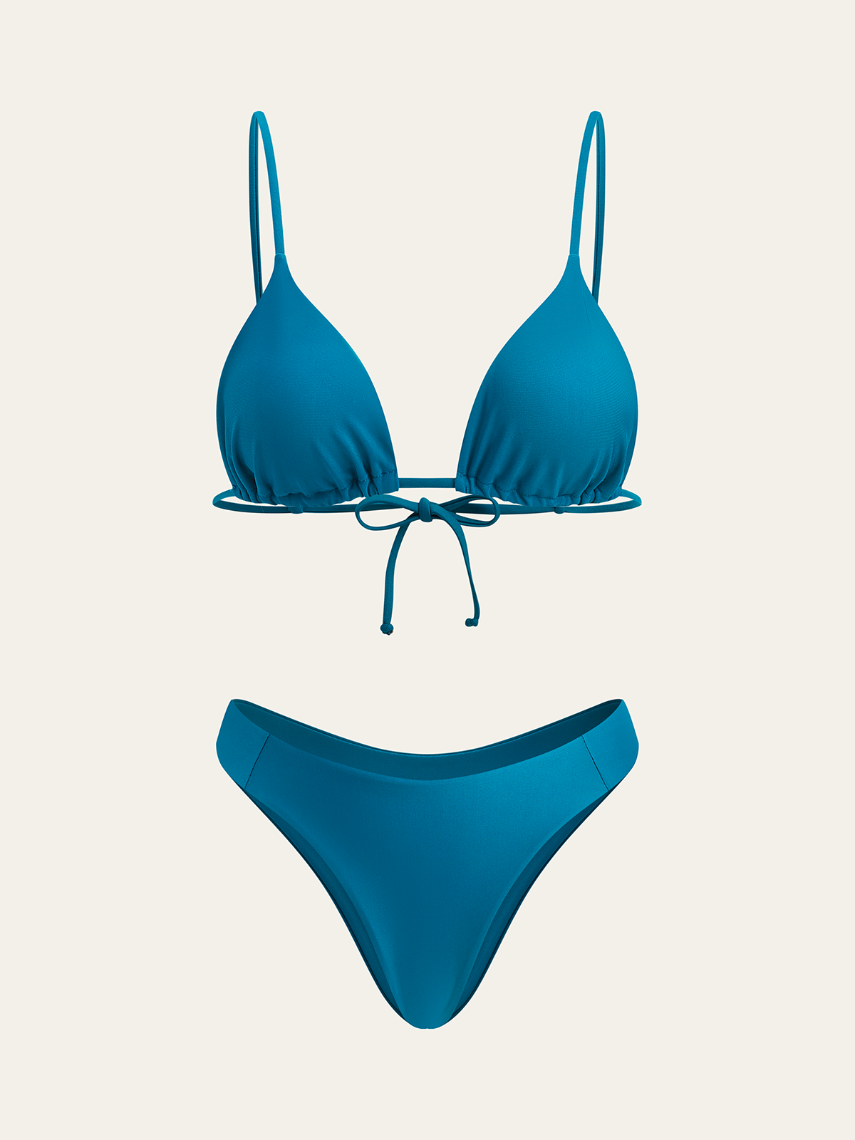 Haut de bikini triangle et bas de bikini deux pièces