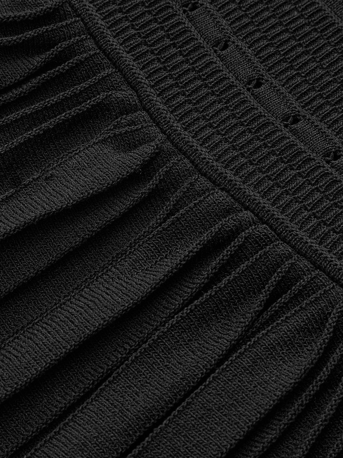 Sleeveless Knit Eyelet Pleated Maxi Dress