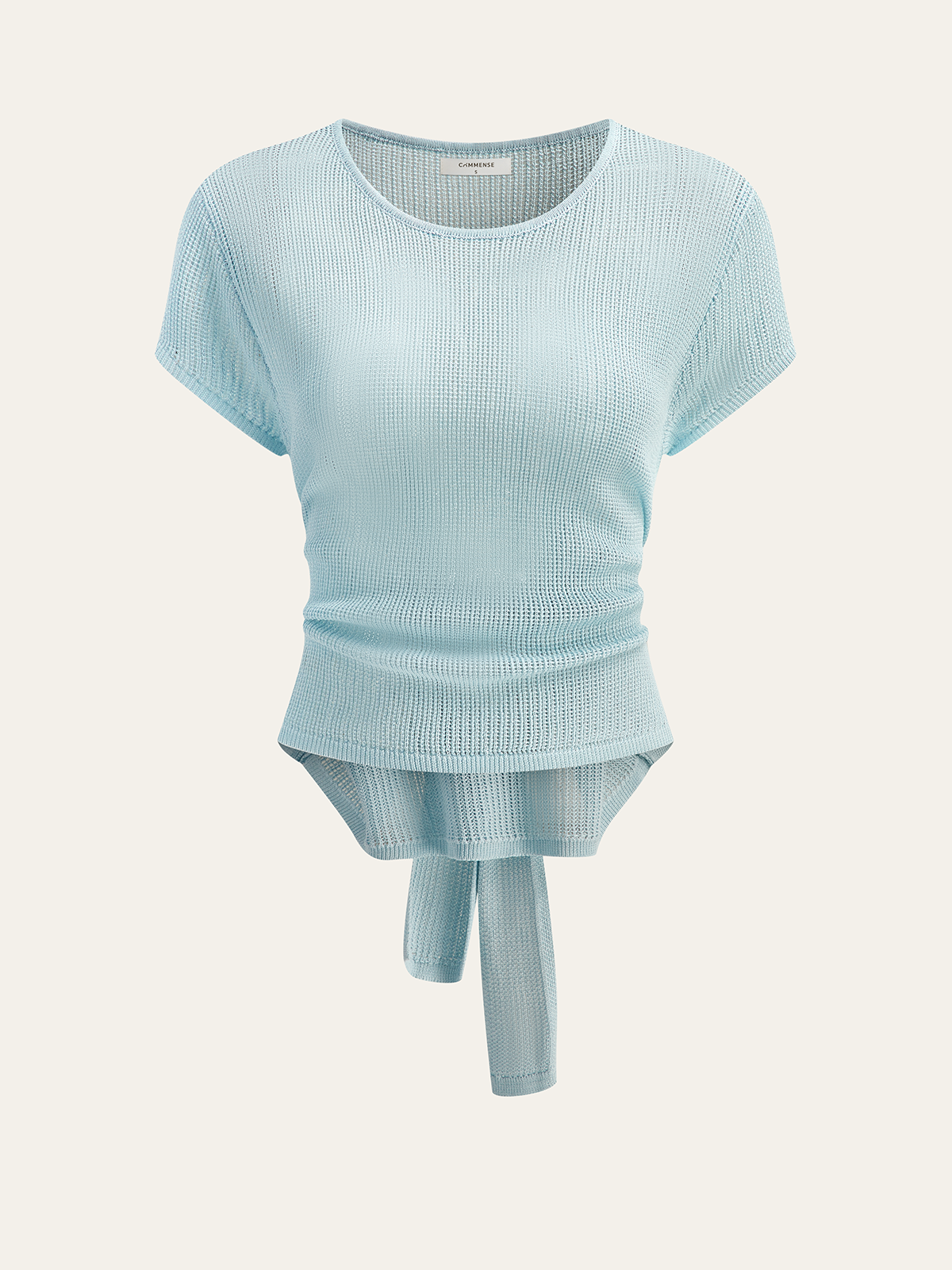 Waffle-Knit Top with Back Tie Detail