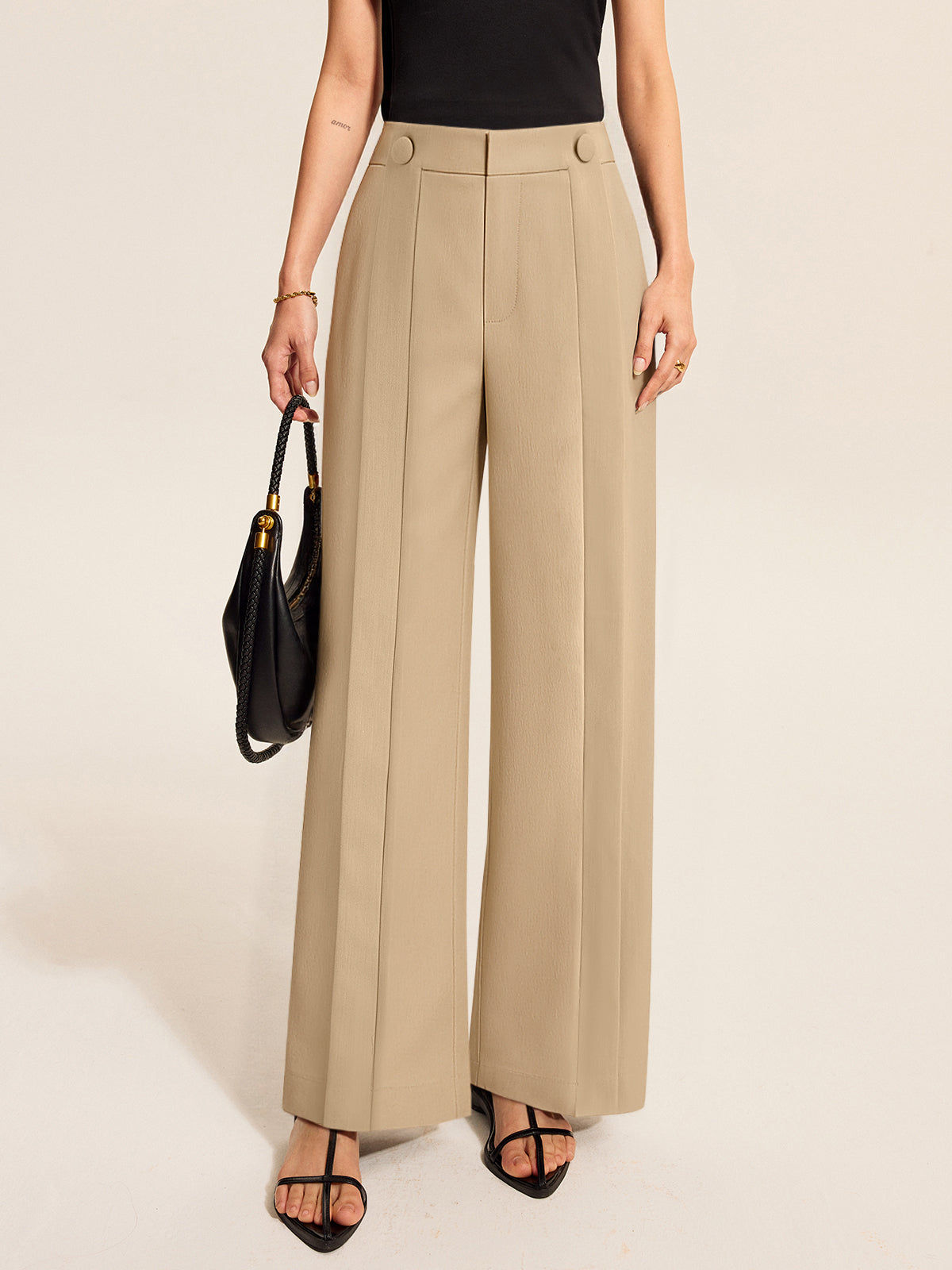 Pantalon plissé à jambes larges