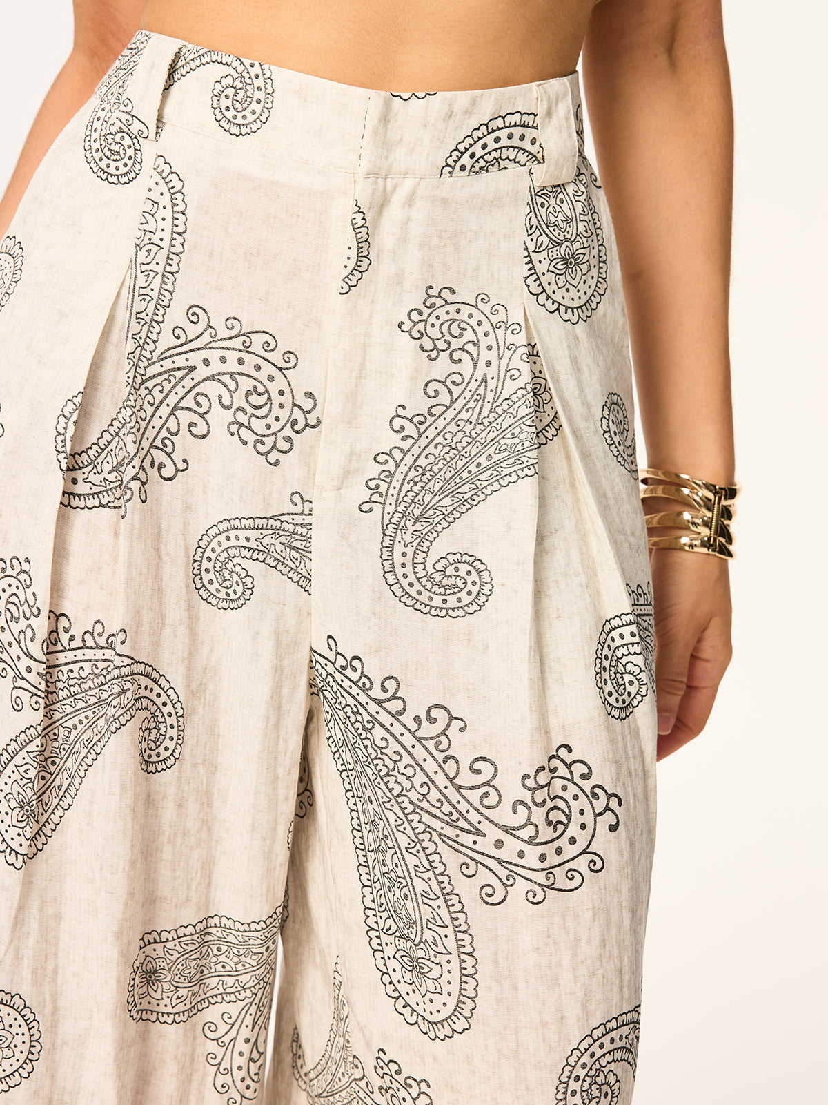 Boho-Print Hose mit weitem Bein ohne Gürtel