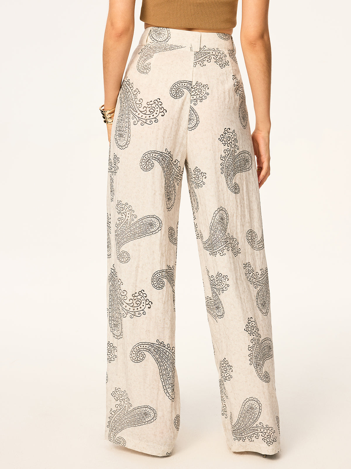 Boho-Print Hose mit weitem Bein ohne Gürtel