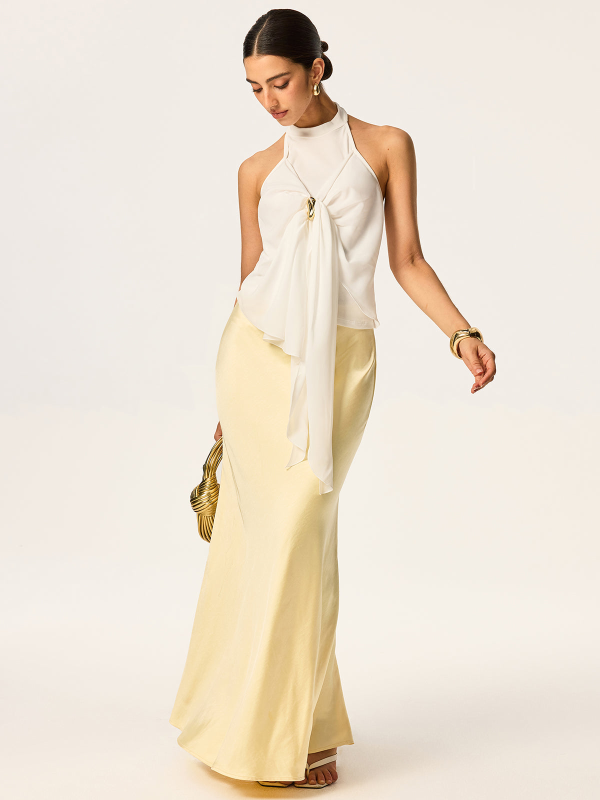 Halter-Neck Top with Draped Front