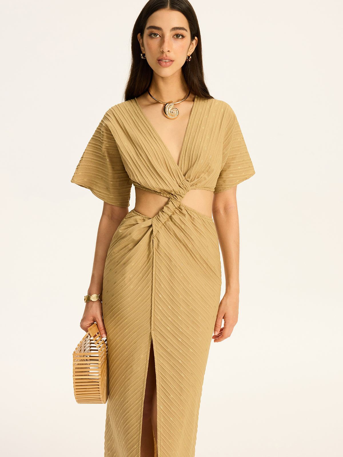 Cut-Out Twist Slit Maxi Dress