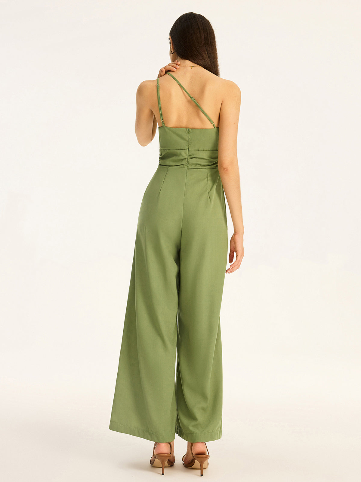 One-Shoulder Jumpsuit aus Baumwollmischgewebe