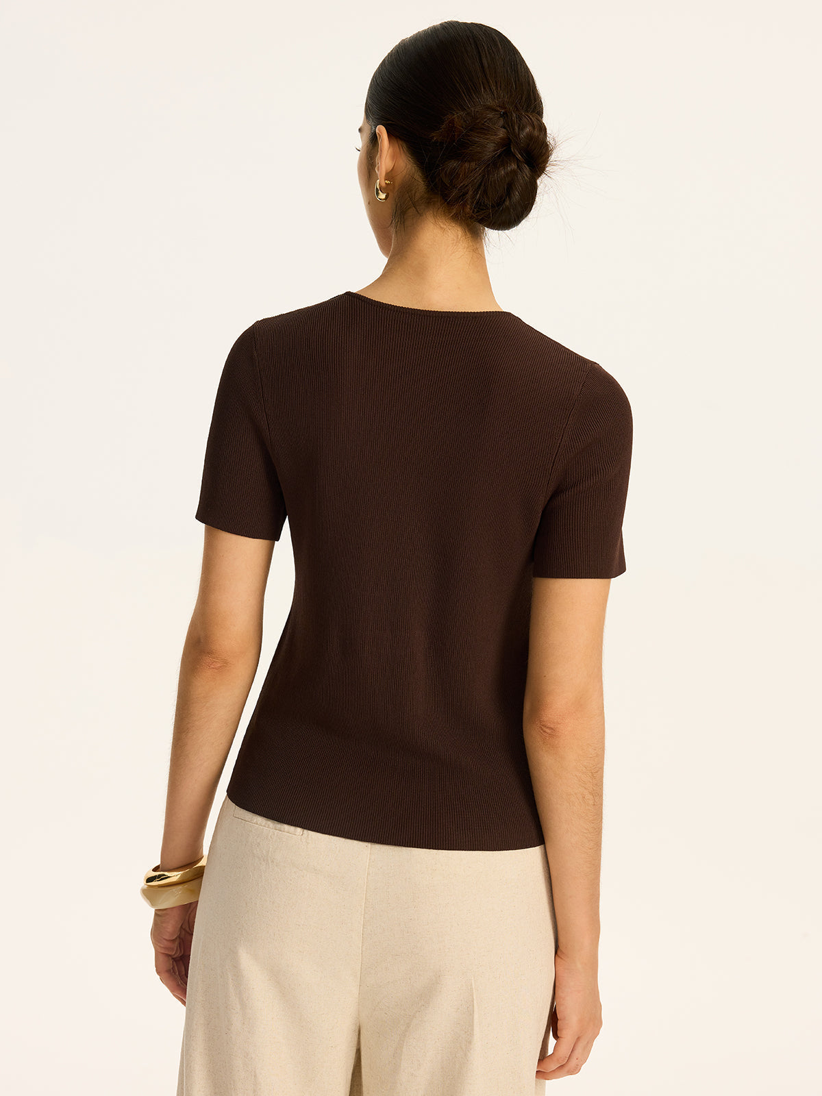 Metall-Detail Rippstrick-Top