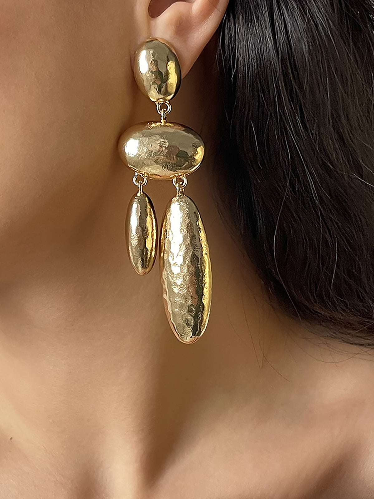 Boucles d'oreilles pendantes géométriques longues en alliage