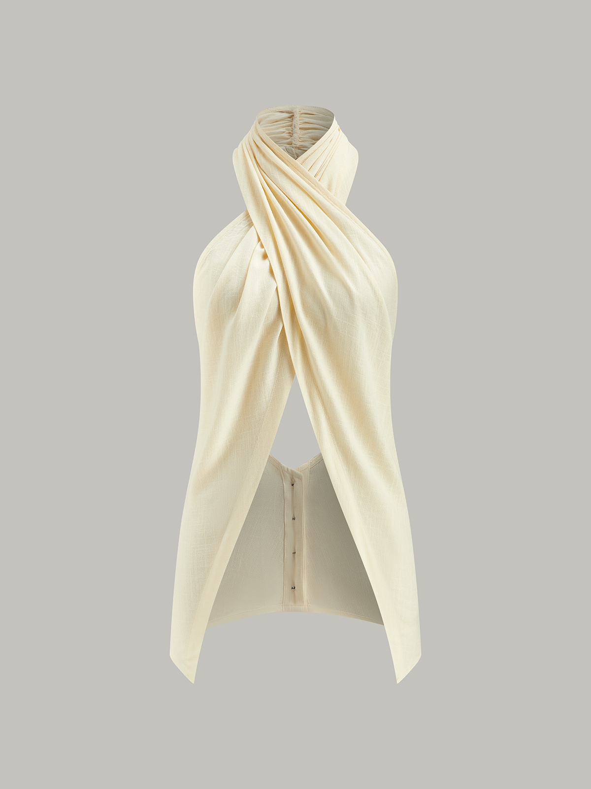 Haut cache-cœur semi-transparent à col halter croisé