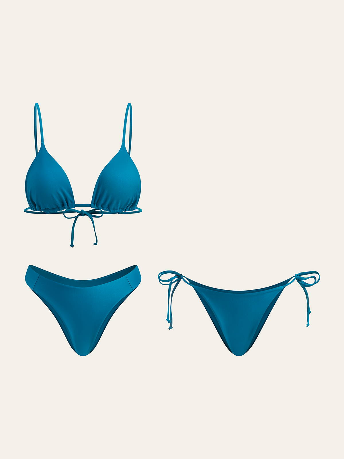 Haut de bikini triangle et bas de bikini deux pièces