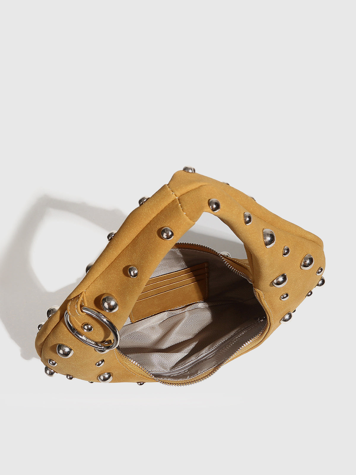 Sac hobo orné de clous avec fermeture éclair