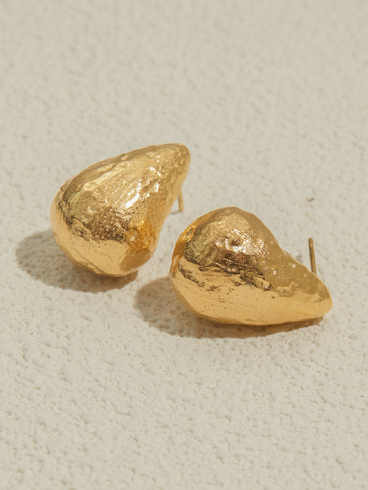 Gold-Tone Textured Teardrop Stud Earrings