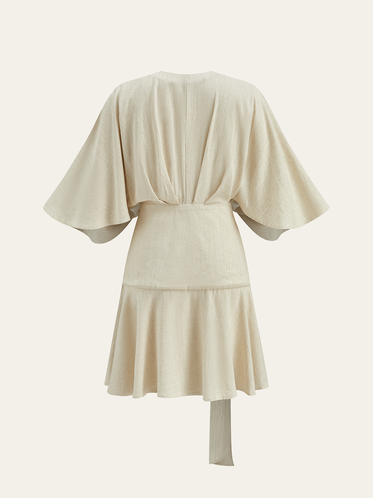 Robe portefeuille à manches kimono en coton et lin