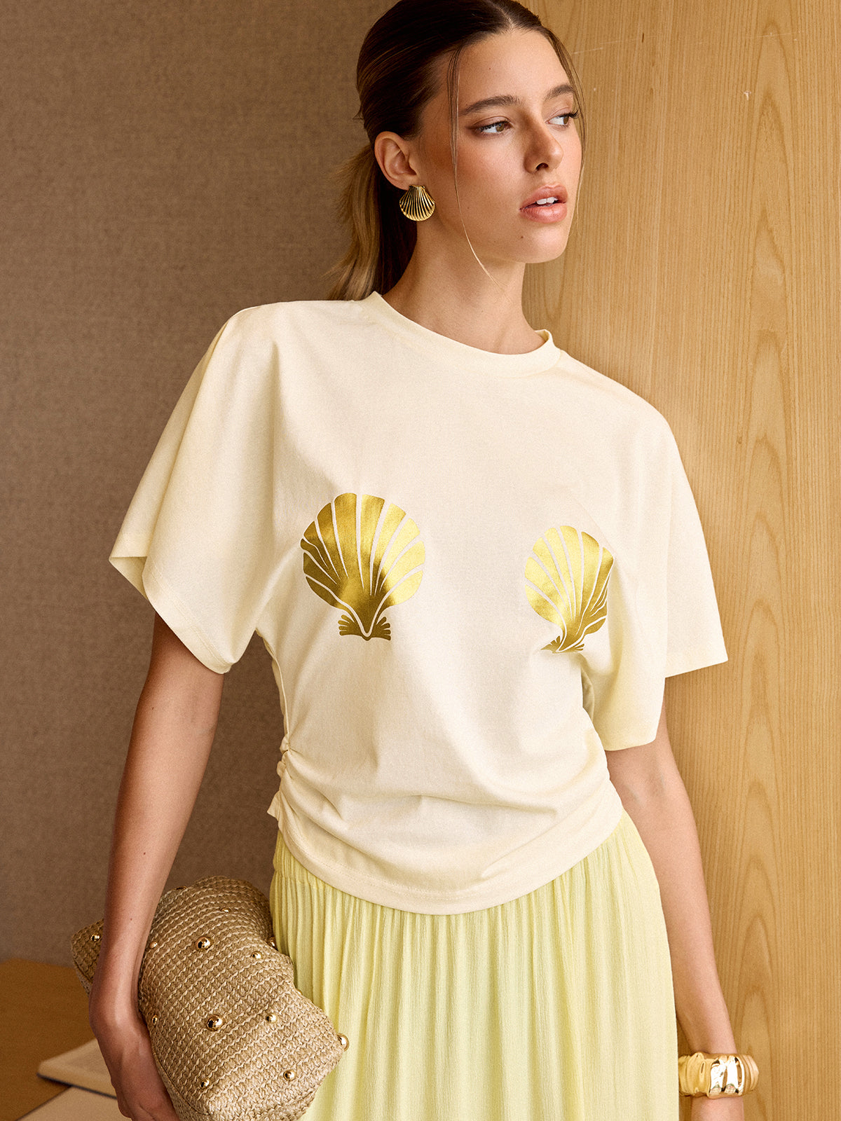T-Shirt mit Muschelmuster
