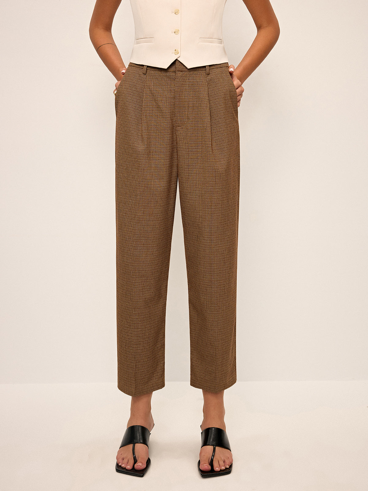 Hahnentritt-Cropped-Hose