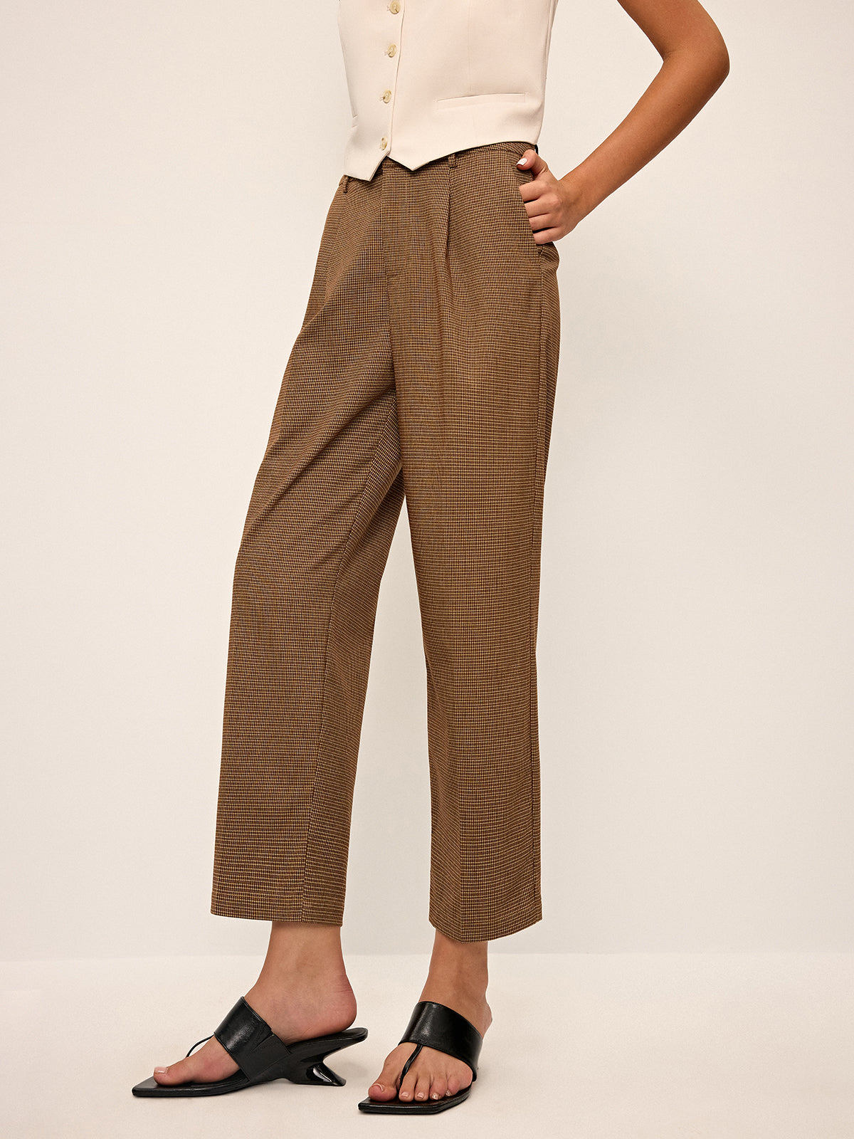 Hahnentritt-Cropped-Hose