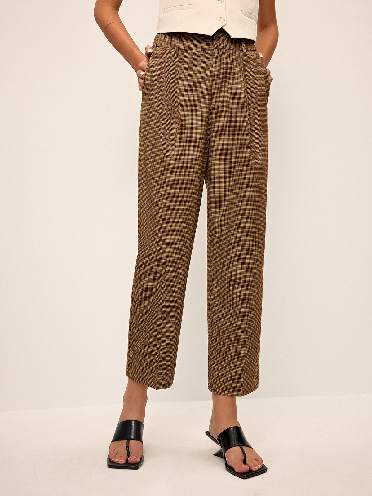 Hahnentritt-Cropped-Hose