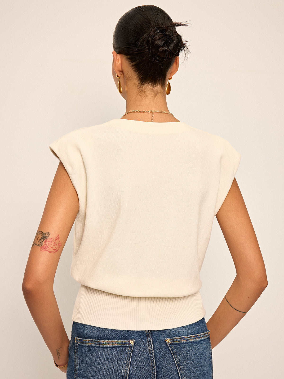 Asymmetrische beidseitig tragbare Strickweste