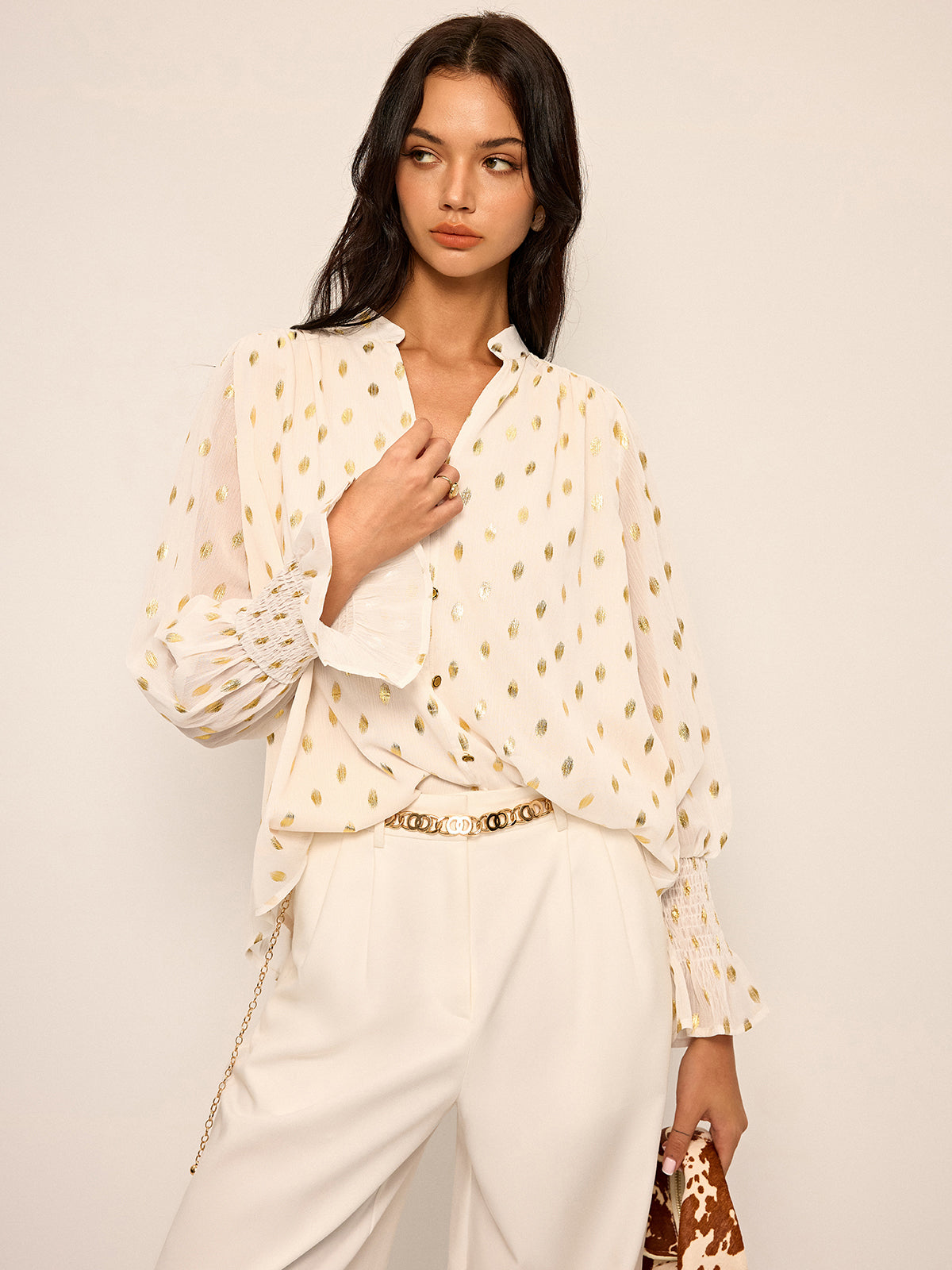 Chiffonhemd mit Polka Dots