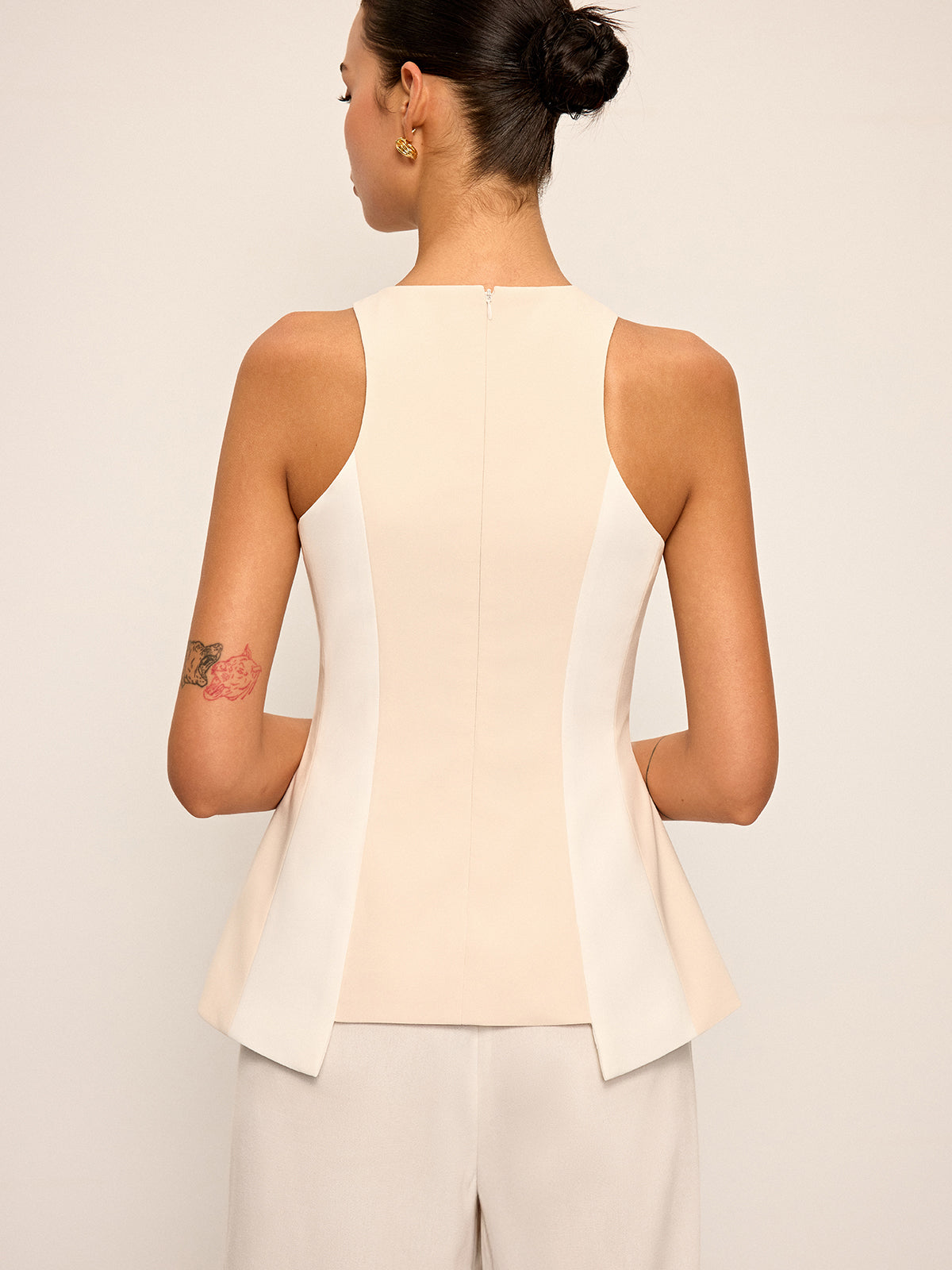 Striped Sleeveless Peplum Top