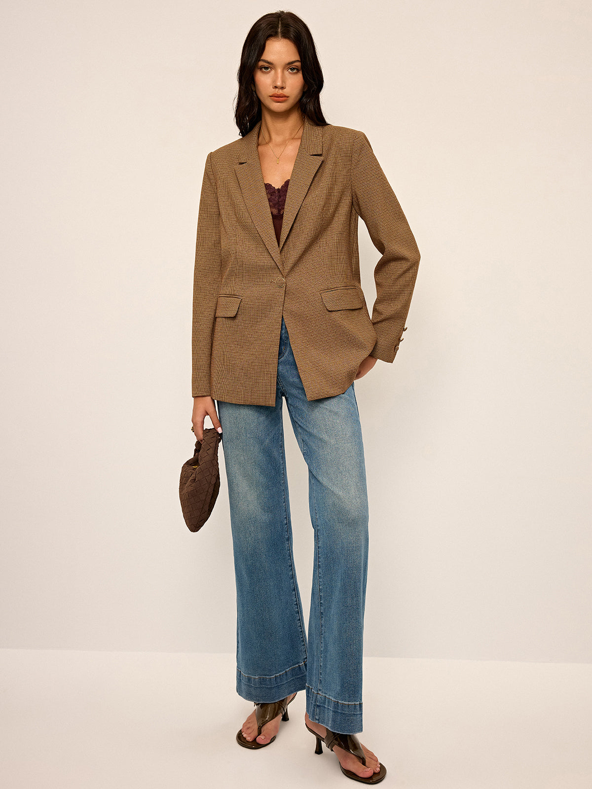 Blazer oversize pied-de-poule