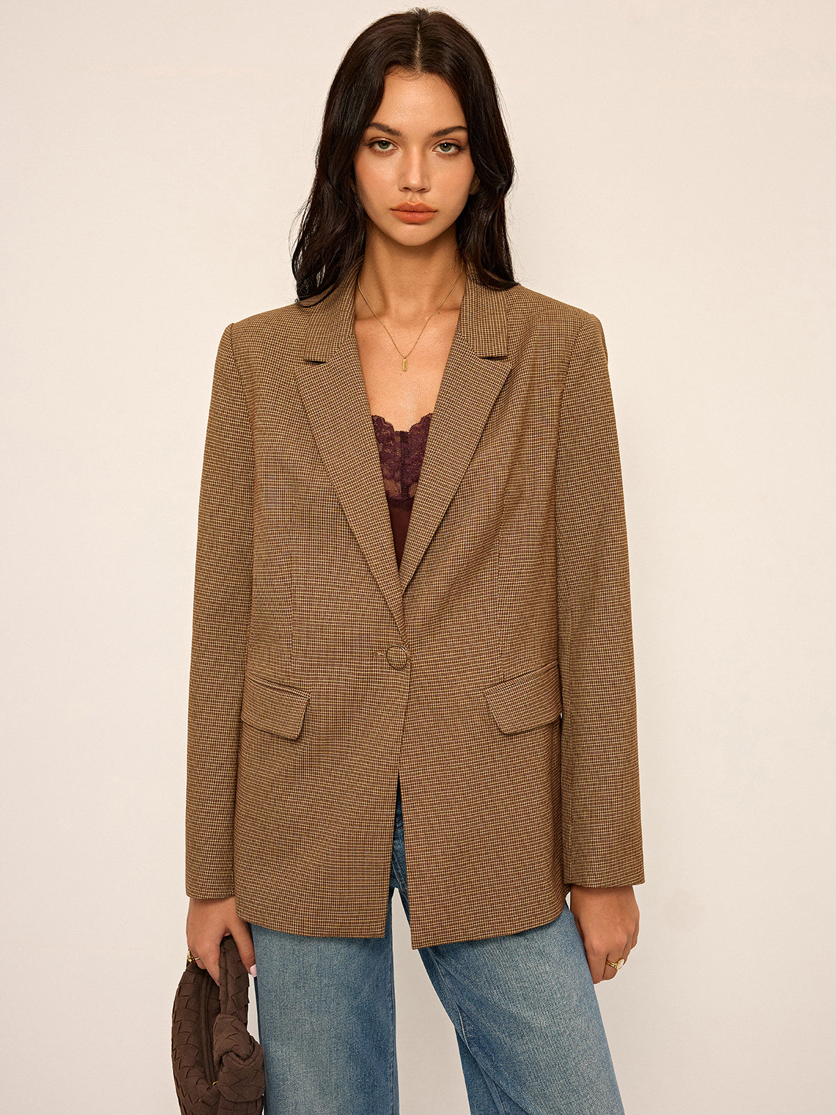 Blazer oversize pied-de-poule