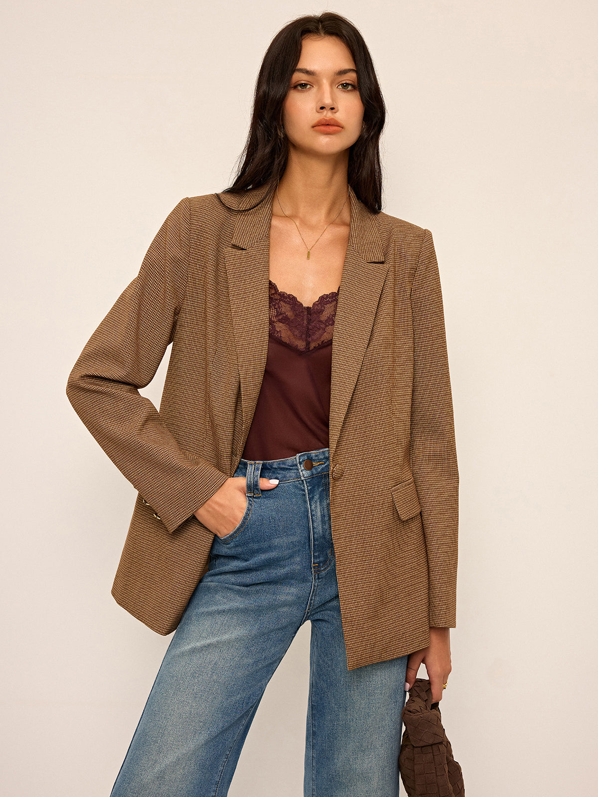 Blazer oversize pied-de-poule
