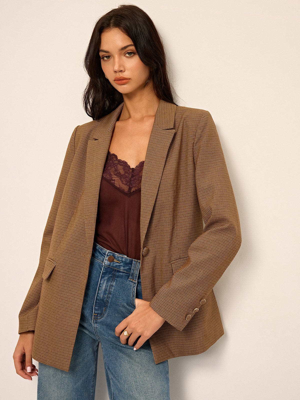 Blazer oversize pied-de-poule