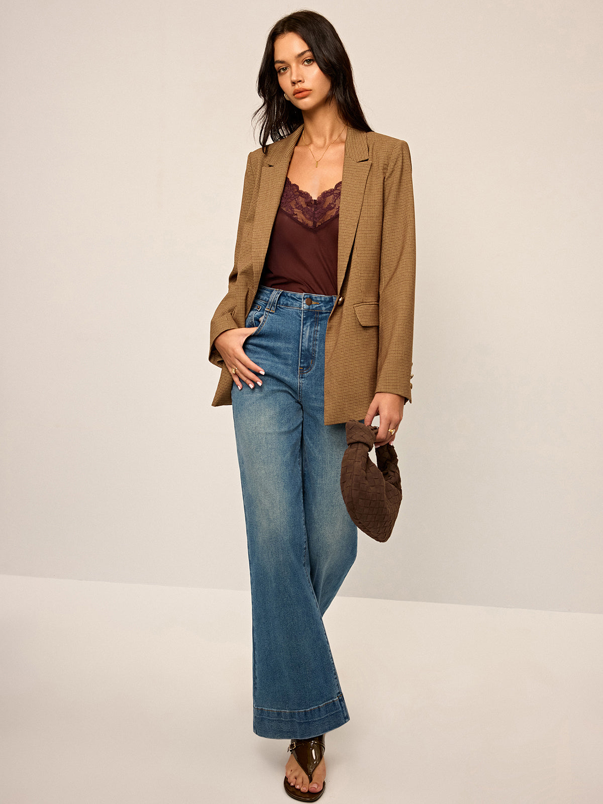 Blazer oversize pied-de-poule