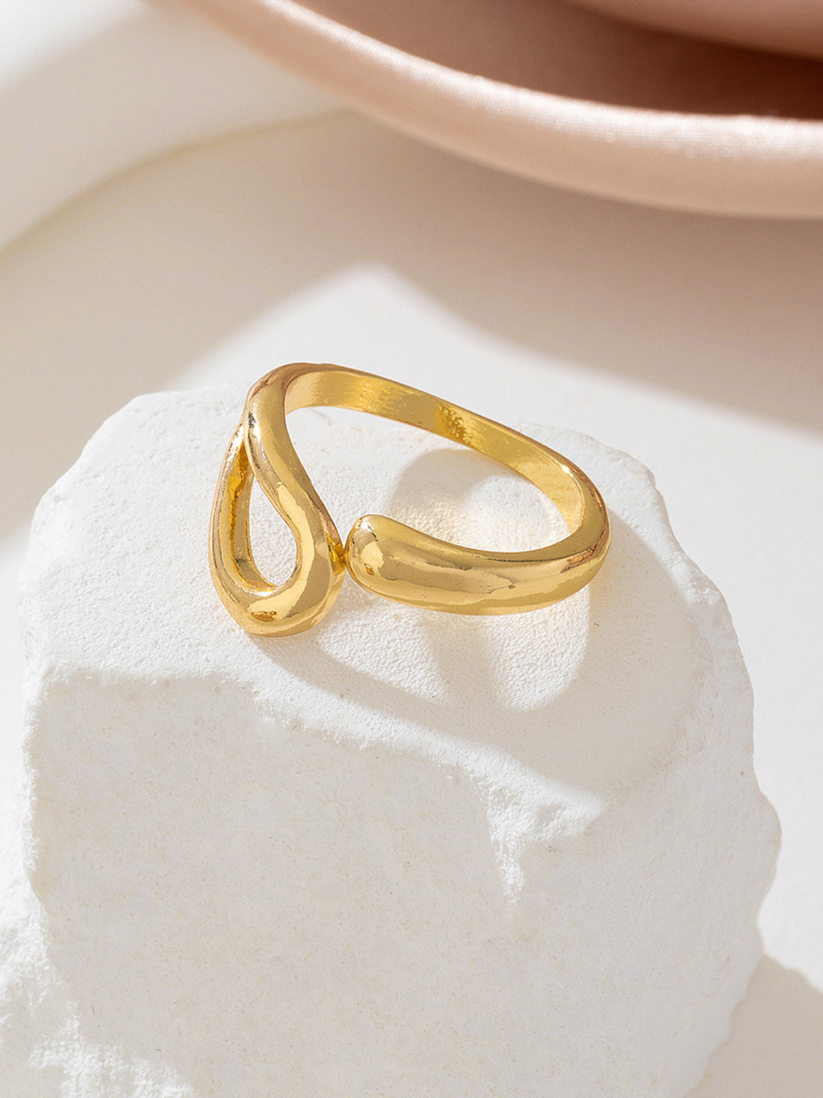 Asymmetric Gold Ring and Cuff Bracelet Set