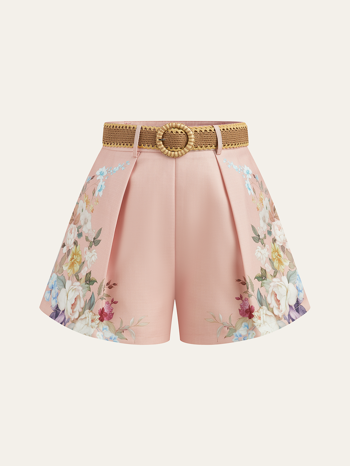 Short taille mi-haute à imprimé floral et ceinture
