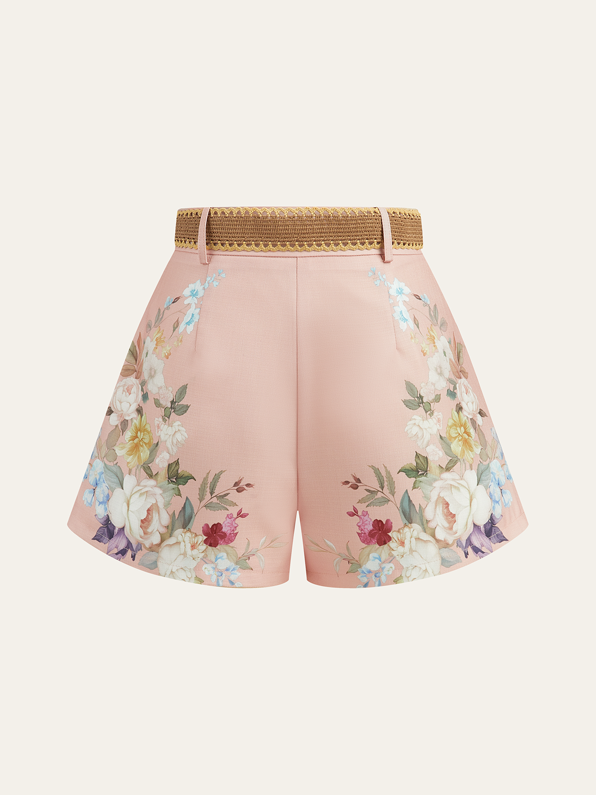 Short taille mi-haute à imprimé floral et ceinture