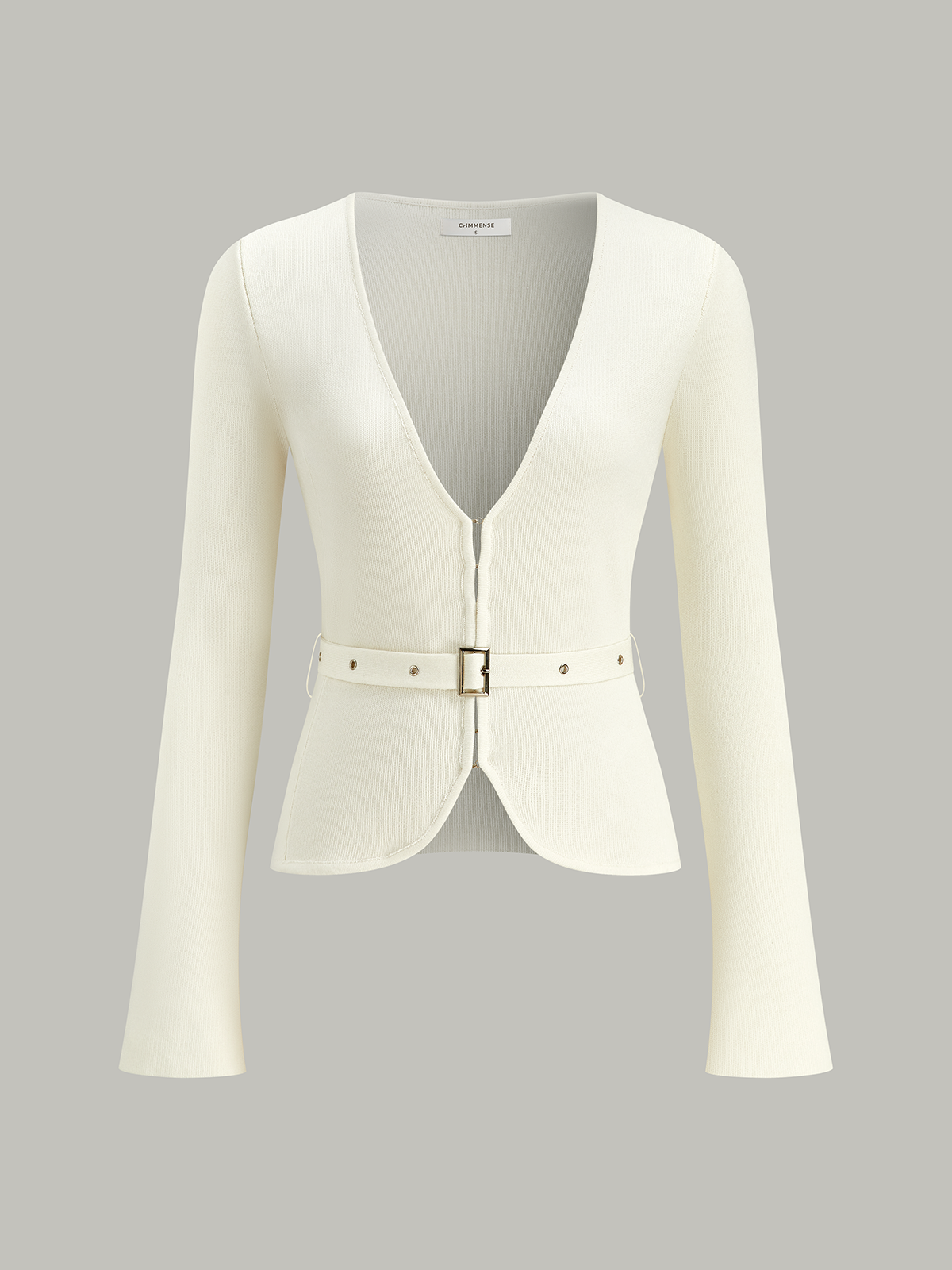 Gilet en maille ceinturé à col en V