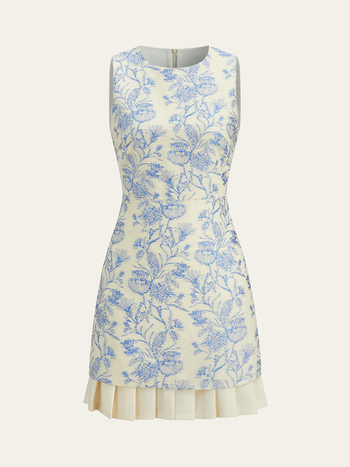 Robe sans manches à imprimé floral avec ourlet plissé