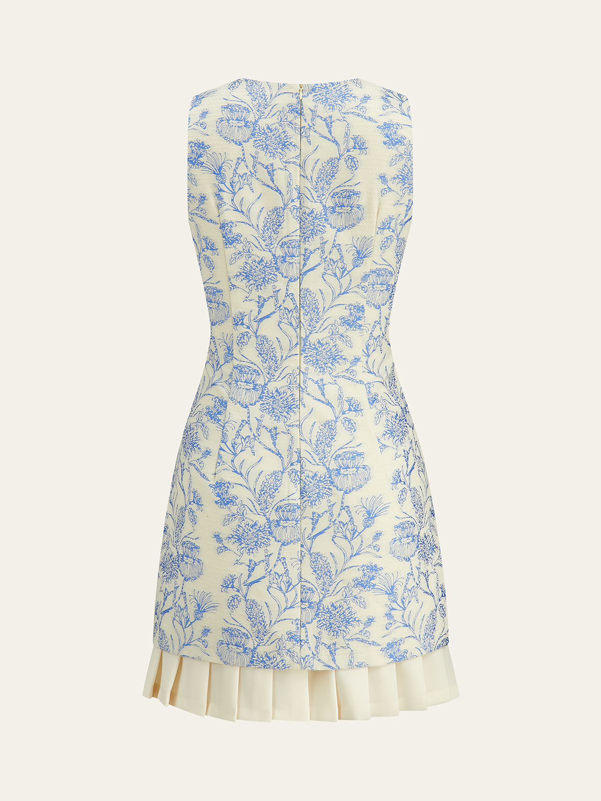 Robe sans manches à imprimé floral avec ourlet plissé