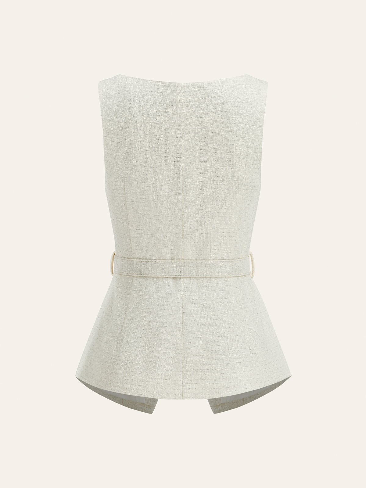 Belted Metal Button Sleeveless Vest