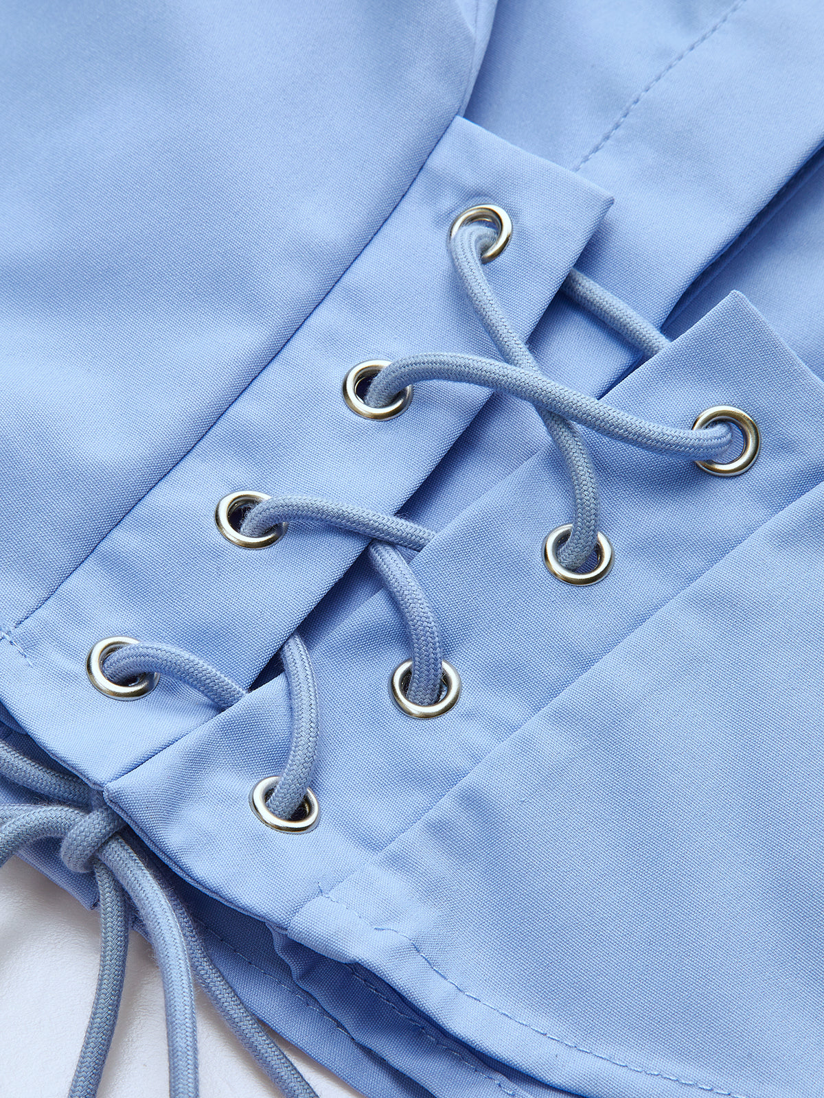 Lace-Up Waist Flare Sleeve Cropped Blouse