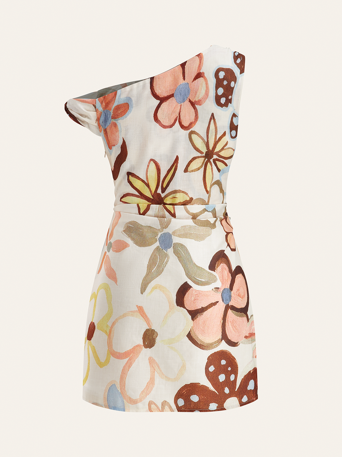 Robe imprimée asymétrique ceinturée au cou
