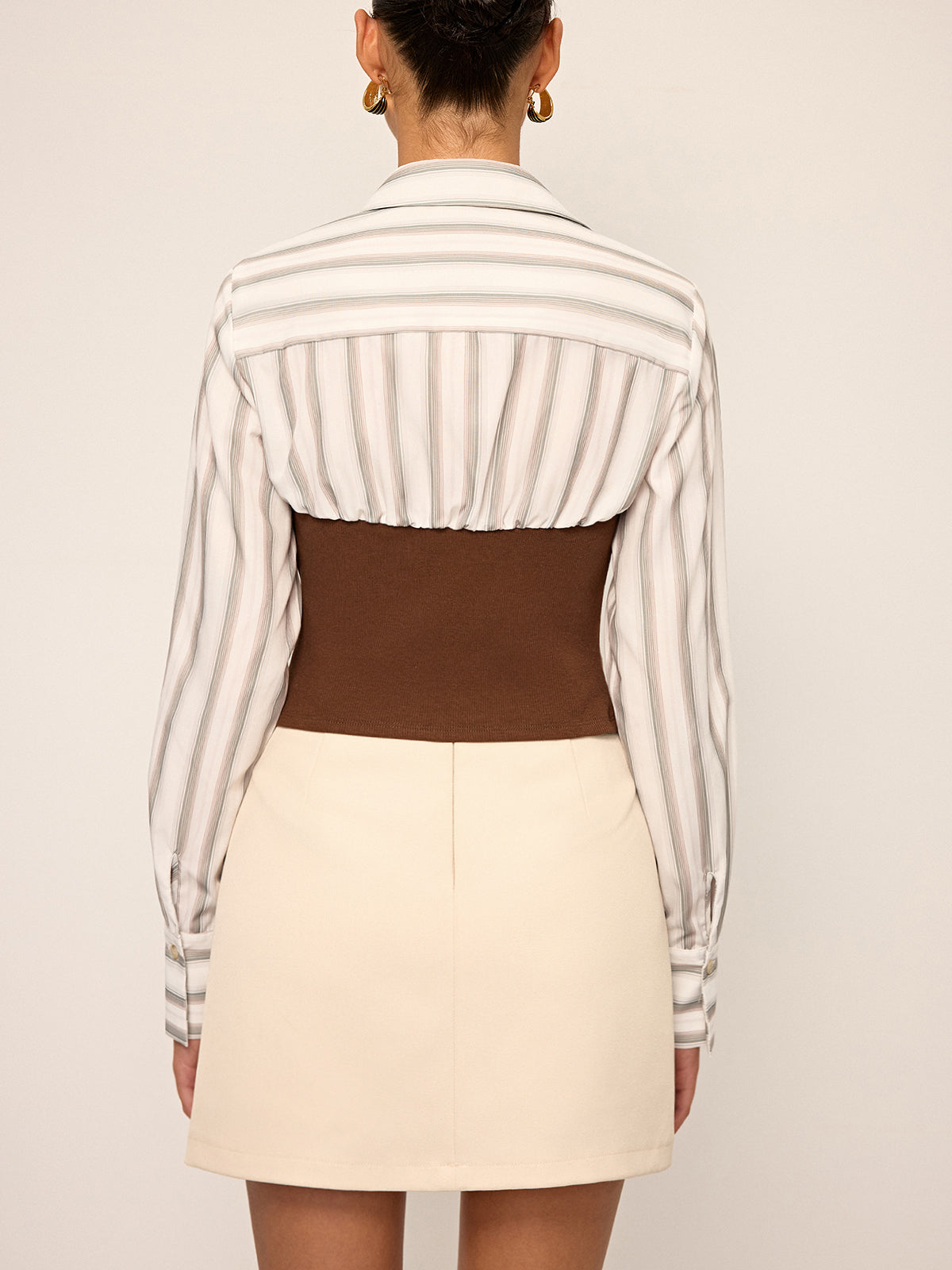 2 in 1 Ribbed Knit and Striped Contrast Shirt