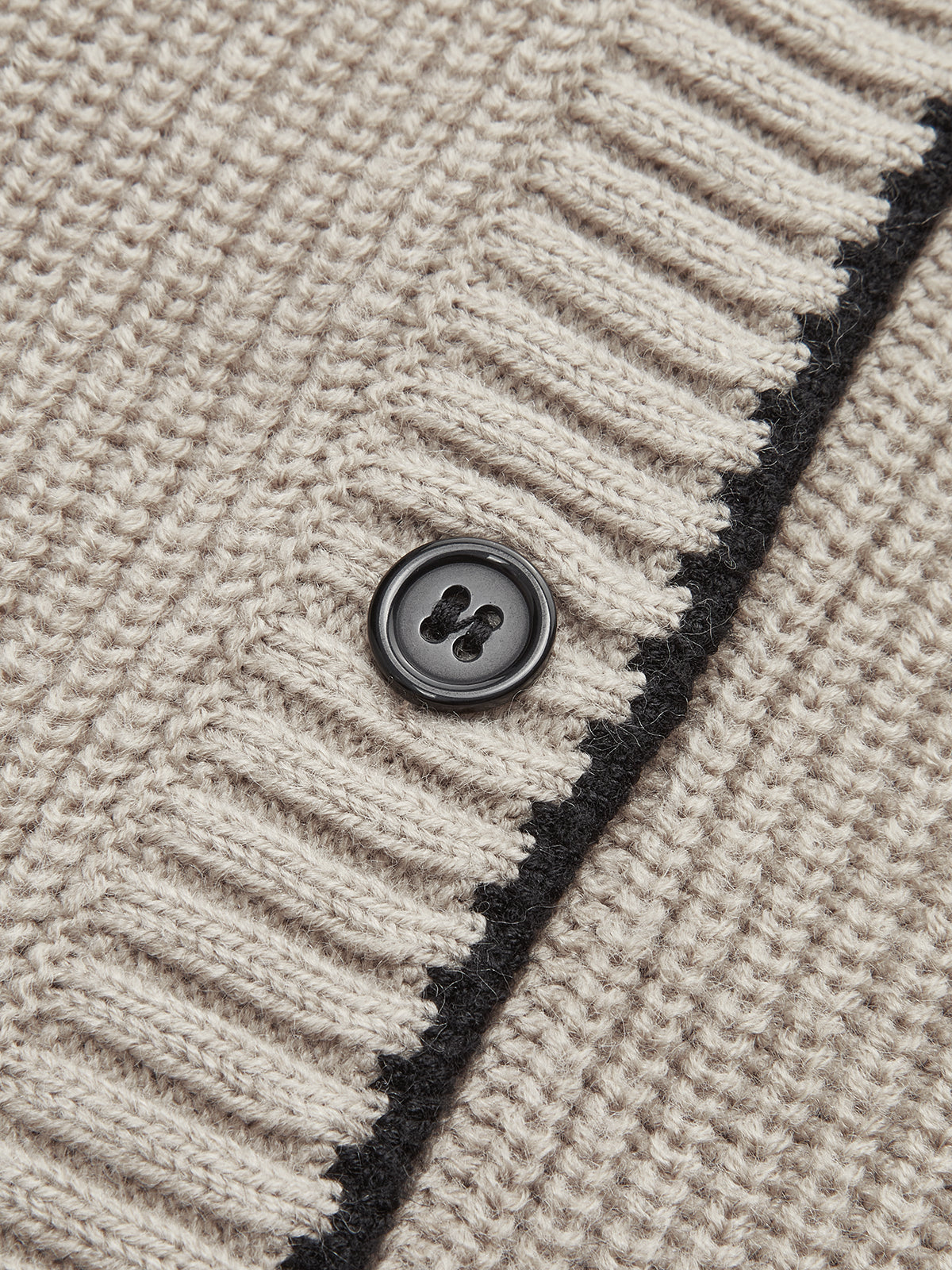 Cardigan en maille mélangée de laine avec cravate et bordure contrastée