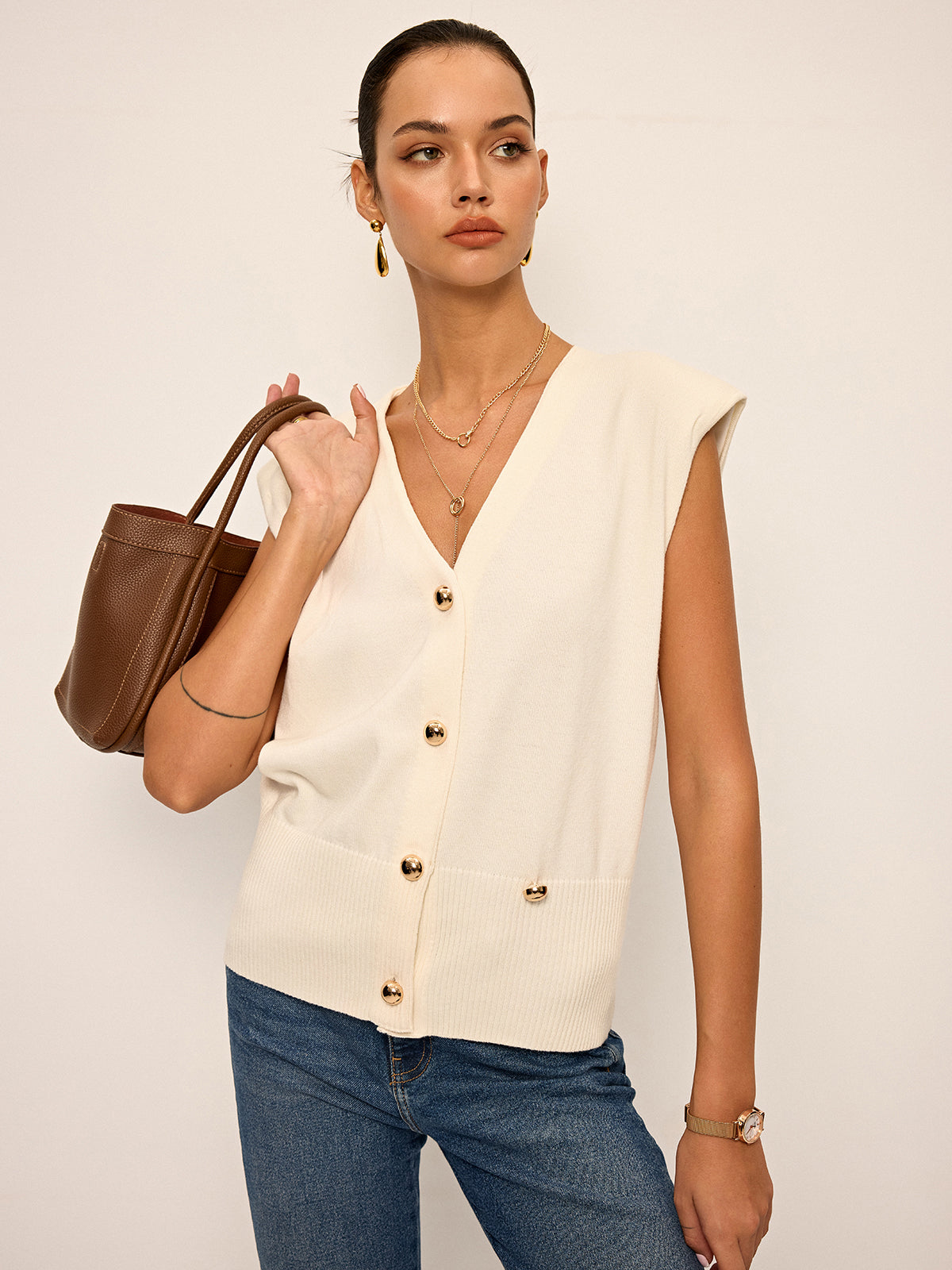 Asymmetric Two-Way Wear Knit Vest