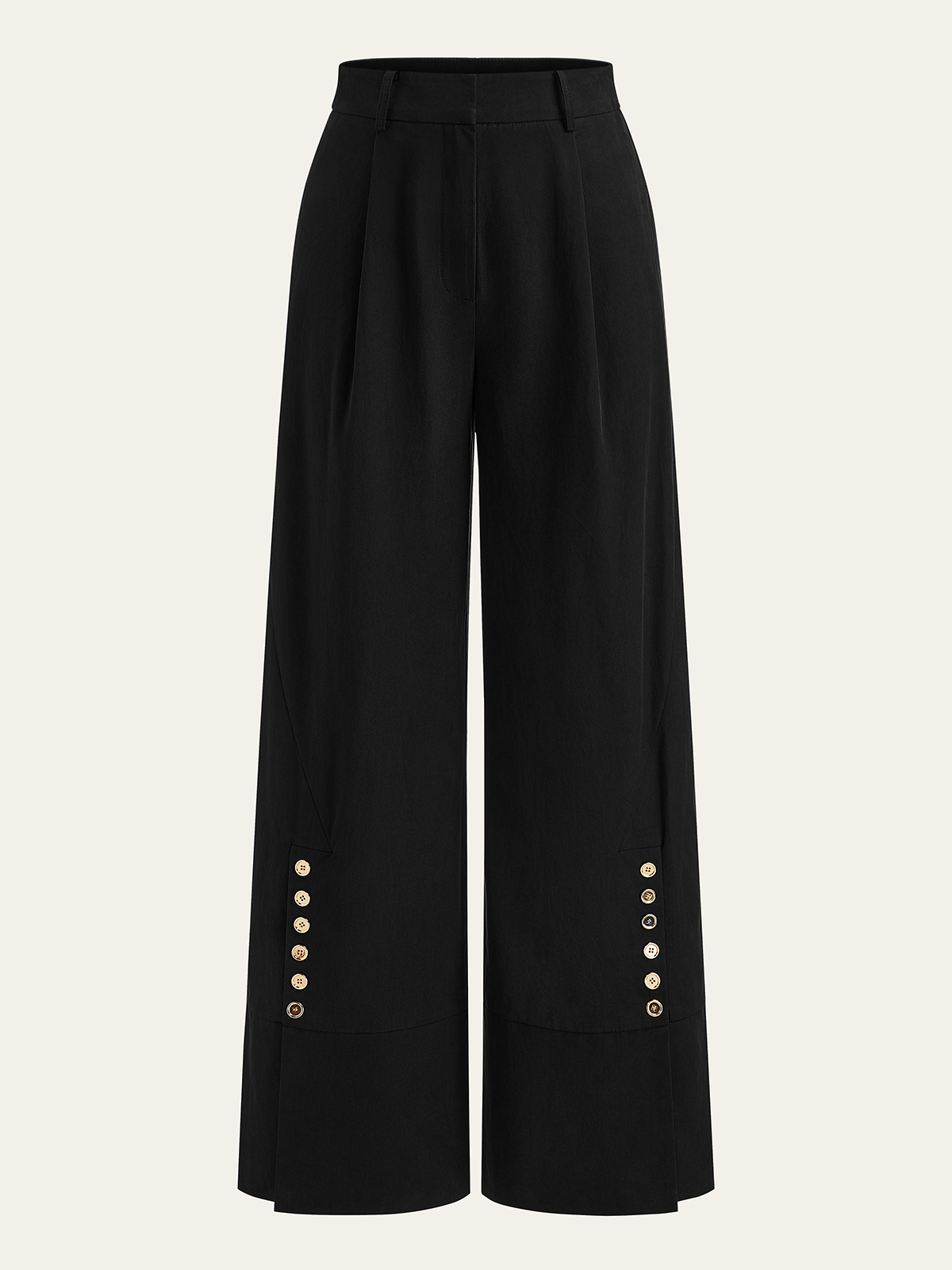 Button Detail Wide-Leg Pants