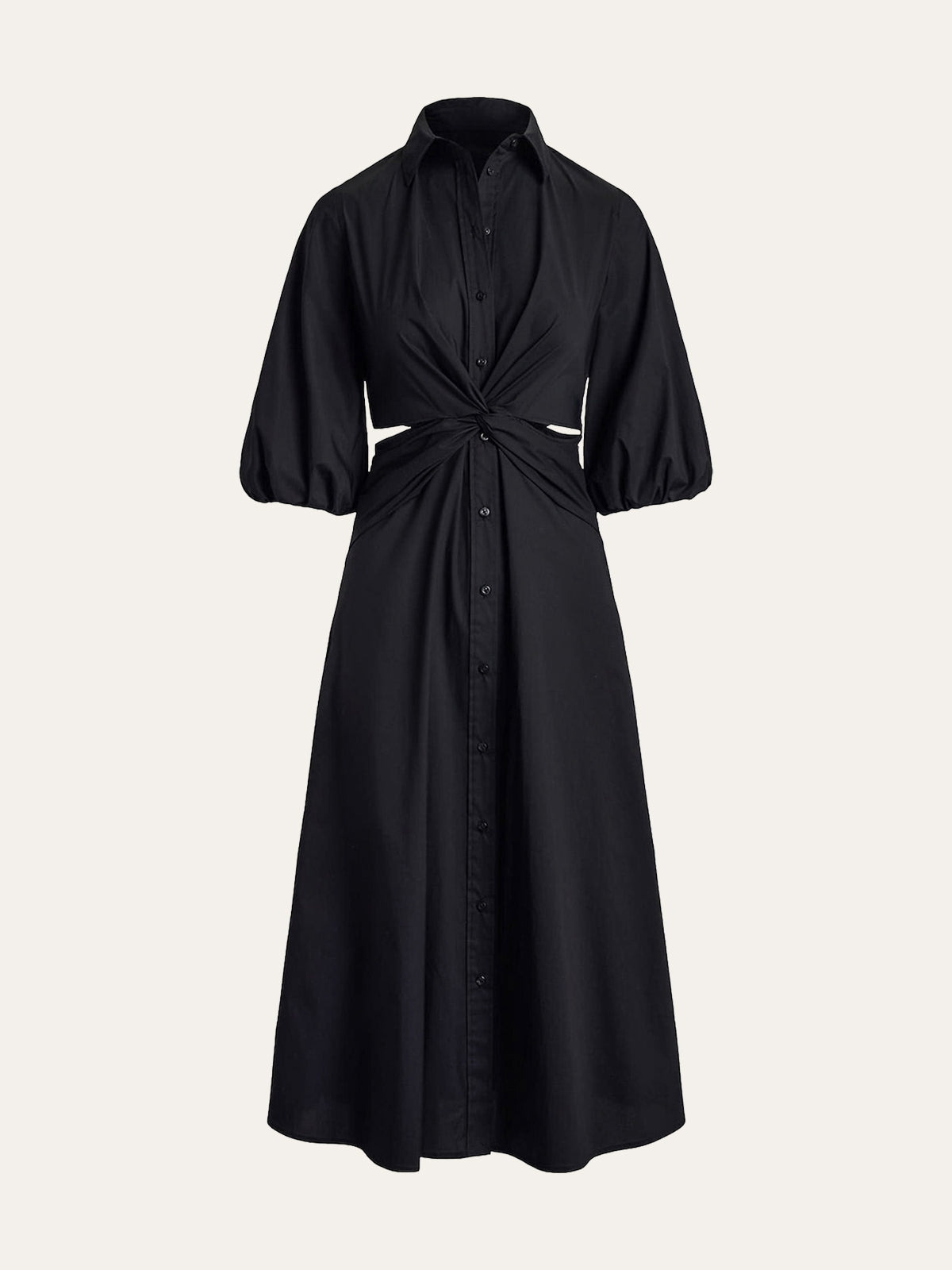 Twist Cut-Out Button Shirt Dress